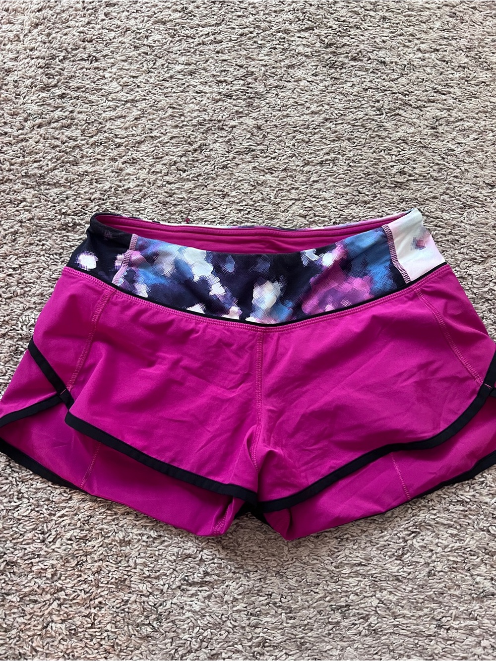 lululemon athletica Magenta Athletic Shorts with Printed Waistband